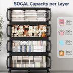 150 Gallon Extra Large Storage Bin with Lid and Wheels, Stackable Collapsible Plastic Storage Box with Door, Foldable Organizer for Closet, Kitchen, Office, Living Room, 3 Pack Black