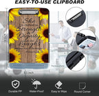 Clipboard with Storage Compartment, 8.5 x 11 Letter Size Side Opening Clip Board with Pen Holder, Hard Portable Clipboard Organizer for Nurse, Teacher, Contractor, Jobsite, Sunflower Bible