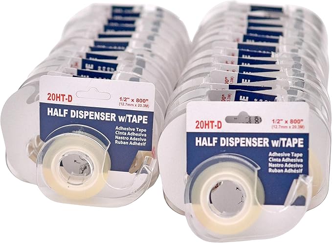 WOD OST20D Office Tape Clear Refill Rolls and Refillable Dispenser - 1/2 inch x 800 inches (144-Pack) for Craft Jobs, Office Work, Gift Wrapping, Repairing, and Envelope Sealing