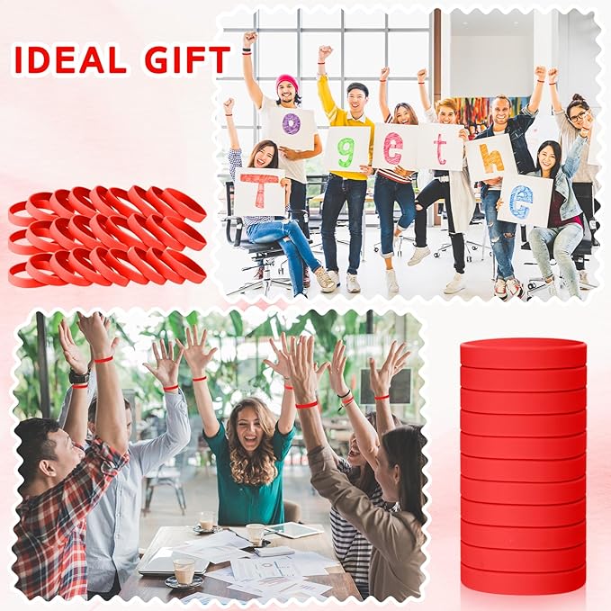 Liliful 100 Pcs Silicone Rubber Wristbands Rubber Wristband Bracelet Bands for Silicone Wristbands for Women Men(Red)