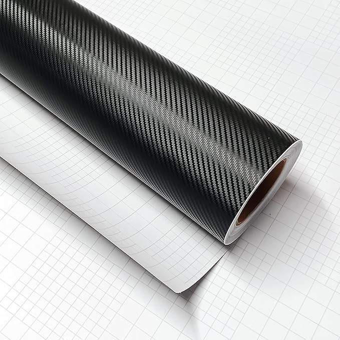 3D Black Carbon Fiber Vinyl Bubble Car Wrap Film Automotive DIY Decals (120" x 60" / 10 FT x 5 FT)