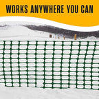 Houseables Fencing, Temporary Fence, Snow Fence, 4x100' Feet, 10.55 lb/roll, Green Plastic Fencing, Deer Netting, Plastic Mesh Roll, Safety Netting, Construction, Yard, Garden, Chicken, Dogs, Backyard