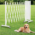 Expandable Driveway Gate for Outdoor Fence, 207" Wide Portable Expandable Barricade Gate with Casters, Accordion Fence for Dogs Outside with Gate, Outdoor Metal Fence Gate for Yard Adjustable, White