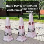 BESEA No Parking Cone 3 Pack, 28" No Parking Sign Cone with Weighted Base, White 4-Sided “ NO Parking” Warning Cone for Driveways Business Parking Lots Garages Indoor/Outdoor