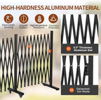 TECSPACE Aluminum Expandable Garden Fence, Portable Barricade Gate with Casters, Expansion Size 201×15.2×40.6 inches, Adjustable Flexible Fence Mobile Barricade Safety Barrier