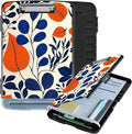 Clipboard with Storage Box & Pen Holder,Heavy Duty Clip Boards 8.5x11 for Nursing,High Capacity,School & Office Supplies,Orange Blue Leaves