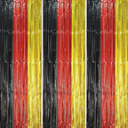 3 Pack 3.3 x 8.2 ft Red Black Gold Foil Fringe Backdrop Curtains, Tinsel Streamers Party Decorations, Fringe Backdrop, Door Shimmer for Thanksgiving Day or Birthday Party