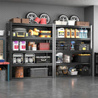 Metal Garage Shelving Unit with Pegboard, Heavy Duty 5-Tier Adjustable Industrial Storage Shelves, 5000 LBS Steel Storage Rack for Garage, Warehouse, Basement, 72" H x 59" W x 23.6" D, Black