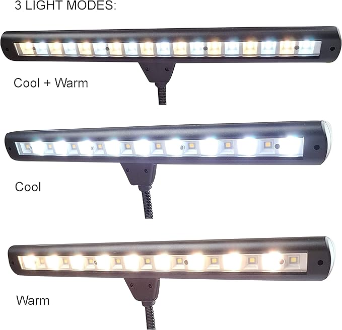 Extra Wide Clip-On Music Stand Orchestra Light- 18 LED Rechargeable USB Piano, Desk, Reading Lamp