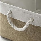 TheWarmHome Storage Basket for Organizing- 15.7x11.8x8.2 inch 1 Pack Fabric Storage Cubes for Shelves Organizer Book Gift Laundry Box Cloth Toy (Whiet & Khaki)