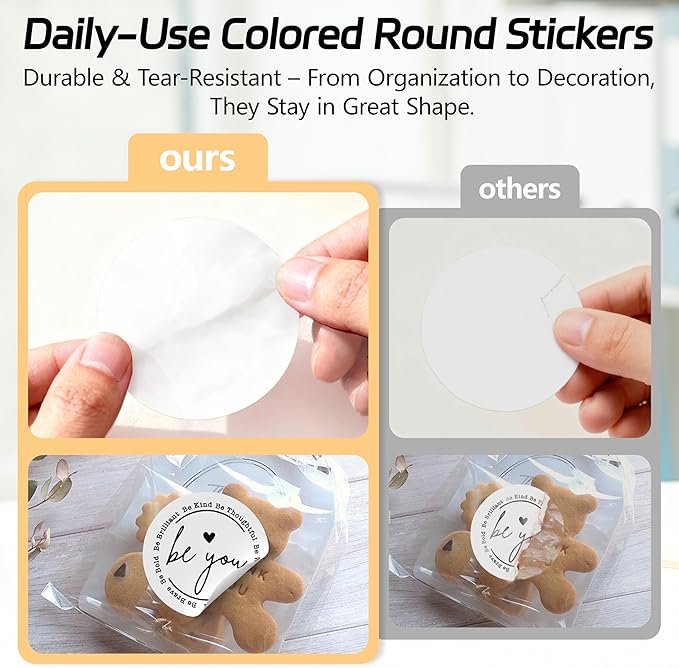 2 inch Dot Stickers Labels Circle Garage Sale Sticker 750Pcs Round Thermal Printer Stickers Printable Writable Price Labels for Yard Sale, White