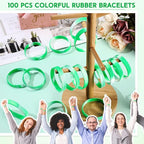 Liliful 100 Pcs Silicone Rubber Wristbands Rubber Wristband Bracelet Bands for Silicone Wristbands for Women Men(Green and White)