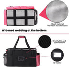 Extra large Cleaning Caddy Bag Built-in Sturdy Support Board, Cleaning Organizer with Detachable Divider, Cleaning Supply Tote with Adjustable Shoulder Strap (Pink, 19'' x 11'' x 11'')