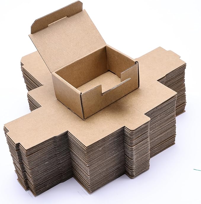 Small Shipping Boxes 3.5x2.2x1.6 Inches, 50-Pack Brown Corrugated Cardboard Boxes for Mailing, Storing, Gift Packaging