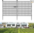 5 Panels No Dig Decorative Outdoor Garden Fence with Gate for Yard, 32 in(H) X 11.8 ft(L) Animal Barrier Fencing Rustproof Metal Wire Panel Border for Dog, Rabbits, and Patio Temporary Ground Stakes