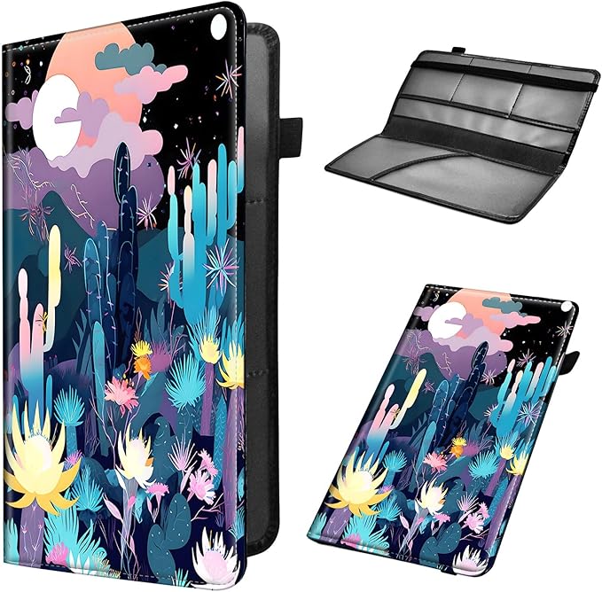 Car Registration and Insurance Holder, Leather Car Glove Box Organizer, Cool Car Accessories for ID, Driver's License Cards & Essential Document,business cards,Men&Women,Wild Cactus Forest