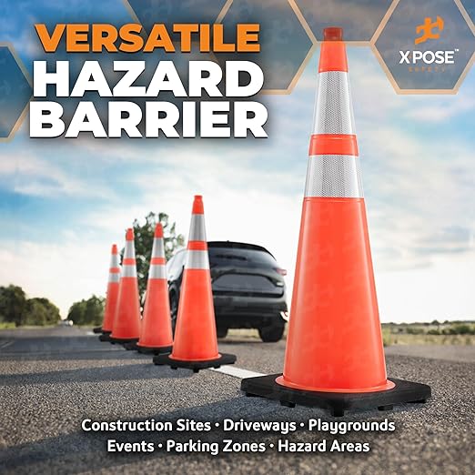 Xpose Safety 36 Inch Orange Traffic Cones with 6" & 4" Collars - Bulk Full Pallet 252-Pack - Multipurpose PVC Plastic Safety Cone for Parking, Soccer, Caution, Kids and Construction - DOT Approved