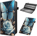 Car Registration and Insurance Holder, Leather Car Glove Box Organizer, Cool Car Accessories for ID, Driver's License Cards & Essential Document,business cards,Men&WomenWhite Rose Gold Butterfly