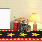 4 Pcs 13 x 72 Inch Movie Night Table Runner with Gold Star Design - Movie Night Black Carpet Decoration for Birthday Party Supplies （Black）