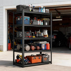 Storage Shelves, Garage Metal Shelving Unit, Adjustable, Double-Layer Column with Reinforced Ribs, Heavy-Duty, Capable of Bearing 600-3600 lbs (Balck, 63 * 39 * 20, 5-Tier)