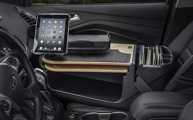 AutoExec AE-GMCD-PI-TAB-PS-11M GripMaster Car Desk for Your Vehicle Workstation and Mobile Office, Natural with 400 watt Power Inverter,Tablet Mount and Printer Stand