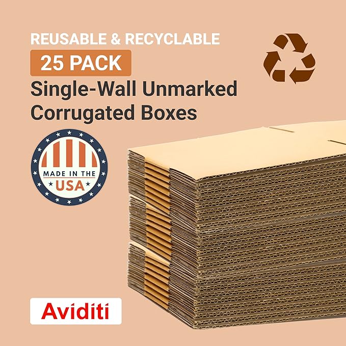 AVIDITI 15 x 10 x 14 Corrugated Cardboard Boxes, Medium 15"L x 10"W x 14"H, Pack of 25 | Shipping, Packaging, Moving, Storage Box for Home or Business, Strong Wholesale Bulk Boxes