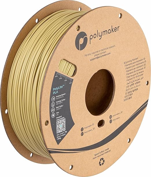 Polymaker PLA Filament, Beige 3D Printing PLA Filament 1.75mm 1kg - PolyLite 3D Printer PLA Filament, Dimensional Accuracy +/- 0.03mm, Compatible with Most 3D Printer, Beige
