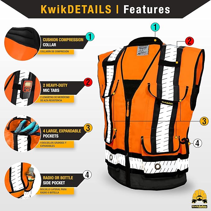 KwikSafety - Charlotte, NC - GODFATHER Safety Vest [CUSHIONED COLLAR + TABLET POCKET] ANSI OSHA
