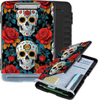 Clipboard with Storage Box & Pen Holder,Heavy Duty Clip Boards 8.5x11 for Nursing,High Capacity,School & Office Supplies,Skull Roses Pattern