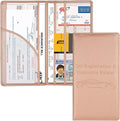 Cacturism Car Registration and Insurance Holder, Vehicle Glove Box Car Organizer Men Women Wallet Accessories Case with Magnetic Shut for Cards, Essential Document, Driver License, Rose Gold