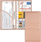 Cacturism Car Registration and Insurance Holder, Vehicle Glove Box Car Organizer Men Women Wallet Accessories Case with Magnetic Shut for Cards, Essential Document, Driver License, Rose Gold