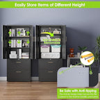 2 Drawer Lateral File Cabinet with Adjustable Shelves and Handles,Metal Filing Cabinet with Drawers and Keys for Home,Office,School,Fits A4/Letter/Legal Size Folders,Assemble Required,Black