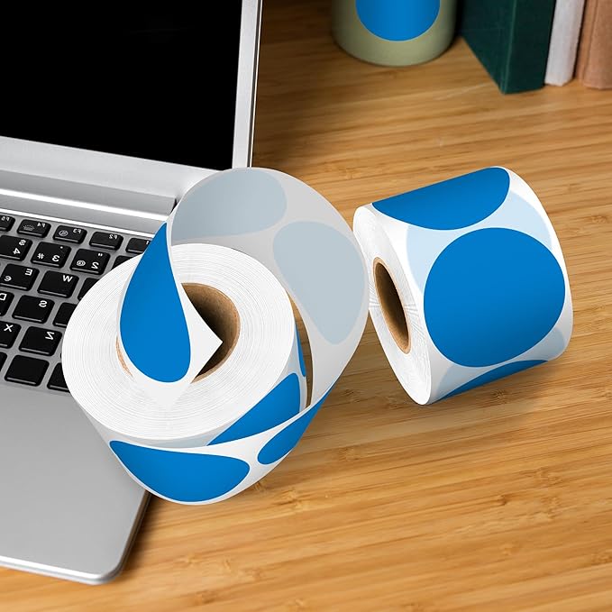 Easy to Use 2 Inch Blue Multi-Purpose Round Coding Labels, 4 Rolls 2000 PCS Circle Strong Adhesive Sticker for Office,Inventory, Organizing