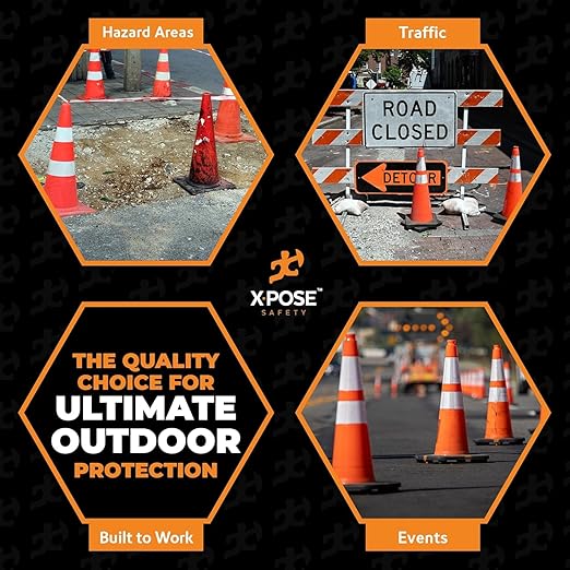 Xpose Safety 36 Inch Orange Slim Line Traffic Cones Heavy Duty 12lb 6" & 4" Collar - Bulk Full Pallet 234 Pack - Multipurpose PVC Plastic Safety Cone Parking, Caution & Construction - DOT Approved