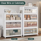 135Gal Stackable Storage Bins with Lid and Wheels, 540QT Plastic Collapsible Storage Boxes with Doors, Closet Organizer and Storage Cabinet for Home Kitchen Office Dorm Room, 3Pack White