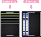 Huolewa Portable Leather File Organizer Storage Boxes, Collapsible File Folder Organizer Boxes with Lids, Document Organizer, Decorative Filing Box Cabinet for Letter/Legal File Folder Storage