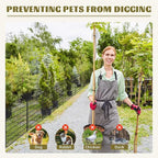 10 Panels No Dig Garden Fence with Gate, 32in x 24.2ft Decorative Dog Fence Outdoor for Yard, Tall Animal Barrier Fencing Rustproof Metal Garden Edging Border, Temporary Fencing for Outdoor, Patio