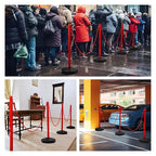 Geiserailie 12 Pack Crowd Control Stanchions Plastic Stanchions Poles with 5FT Plastic Chain Crowd Control Barrier with Fillable Base Traffic Delineator Post for Parking Lot Construction Cone (Red)