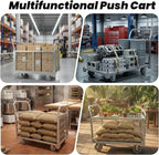 Platform Truck with Cage 2200 LBS - 40" x 24" Heavy Duty Steel Utility Cart with Removable Wire Mesh Sides, Industrial Push Cart for Warehouse, Stocking, and Moving