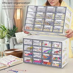 Arteza 16 Drawer Organizer and Storage Cabinet – Clear Plastic, Stackable Drawers for Makeup, Crafts, Sewing, Office Supplies, Small Parts & Tools.