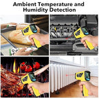 Infrared Thermometer Gun, TEMIRUP Non Contact Digital Laser Temperature Gun with K-Probe for Industrial, Cooking, Griddle,Engine, HVAC, Humidity,Adjustable Emissivity -58°F to 1472°F(-50~800°C)