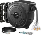SURAIELEC 12 Gauge Extension Cord Reel, 45 FT Retractable Extension Cord, 12 AWG/3C SJTOW Heavy Duty Power Cord, 15 AMP Circuit Breaker, Lighted Triple Tap, Ceiling or Wall Mount, ETL Listed, Black