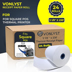 Receipt Paper Roll 3 1/8 x 230 for Square Register and Square POS System connected to Star Micronics Thermal Printer (Pack 24 rolls)