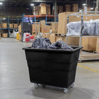 Commercial 16 Bushel Utility Cart with Steel Base, Poly Box Basket Truck, Laundry Cart, and Rolling Trash Bin, 47-Inch x 34.75-Inch x 35.5-Inch, 1000 Pound Weight Capacity, Black