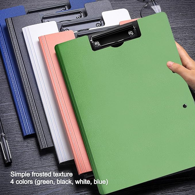 4 Pack Foldable Clipboards, A4 Clipboard Folder, Office Clipboard Folder with Double Clips Metal Clip, Storage Clipboards for Office, School or Medical Field(4 Colors)
