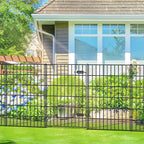 Metal Garden Fence with Gate 40in (H) x 11.7ft (L), 1 Gate + 4 Panels Dog Fence Border Fence Animal Barrier, No Dig Garden Fencing for Yard Flower Bed Lawn Patio Outdoor, PIN402805G Black