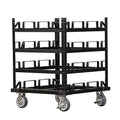 Trafford Industrial Stanchion Post Cart, 12 Posts, Horizontal Padded Storage and Locking Wheels for Safety