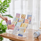 Menkxi Clear Acrylic Greeting Card Display Stand Portable Sticker Display Stand Card Display Rack Holder Postcard Organizer for Retail Counter Desk Stamp Mail Photo Storage(4 Tier,16''x10''x14'')