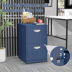 2 Drawer File Cabinet, Metal Two Drawer Vertical File Cabinets with Lock, 18" D Storage Filing Cabinet for Home Office, Steel Light Duty Storage for Letter-Size Files, Blue, Assembly Required