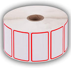 2.25" X 1.25" Direct Thermal Perforated Stickers Labels for Barcodes, Address, Consignment - Compatible with Zebra, Rollo, Godex and More (RED Border, 12 Rolls)